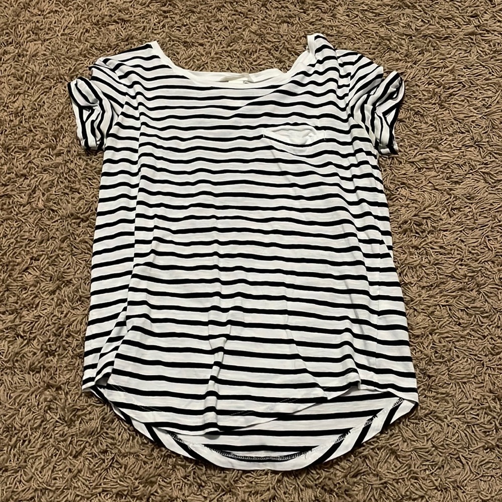 Dark blue and white striped shirt